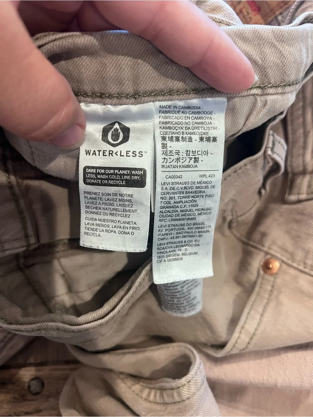 Levi's Men’s Beige W/Grey Stitching Wash Denim Straight Fit Mid Rise 505 36/30